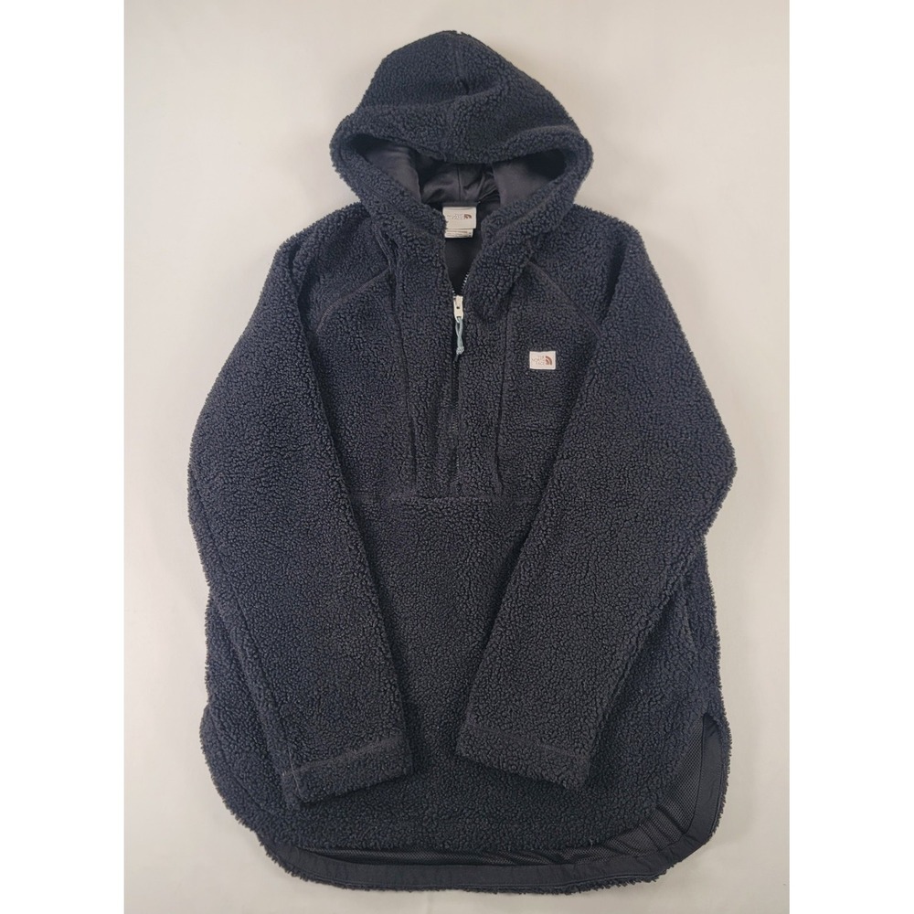 The North Face Hooded Sherpa Fleece 1/4 Zip Pullover‎ Black Women's M Pockets